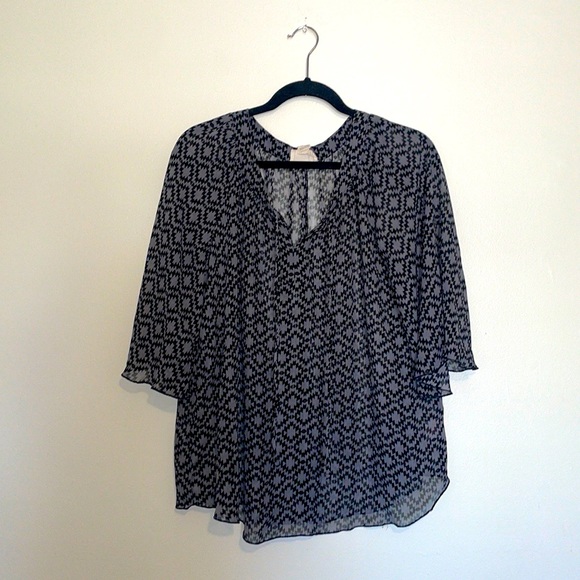 california happenings Tops - California Happenings | Tribal Print Grey Blouse